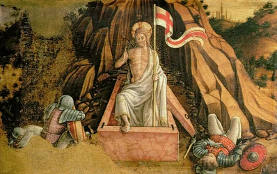 La Résurrection, panneau de prédelle droit du polyptyque de San Silvestro, 1468 (détail)